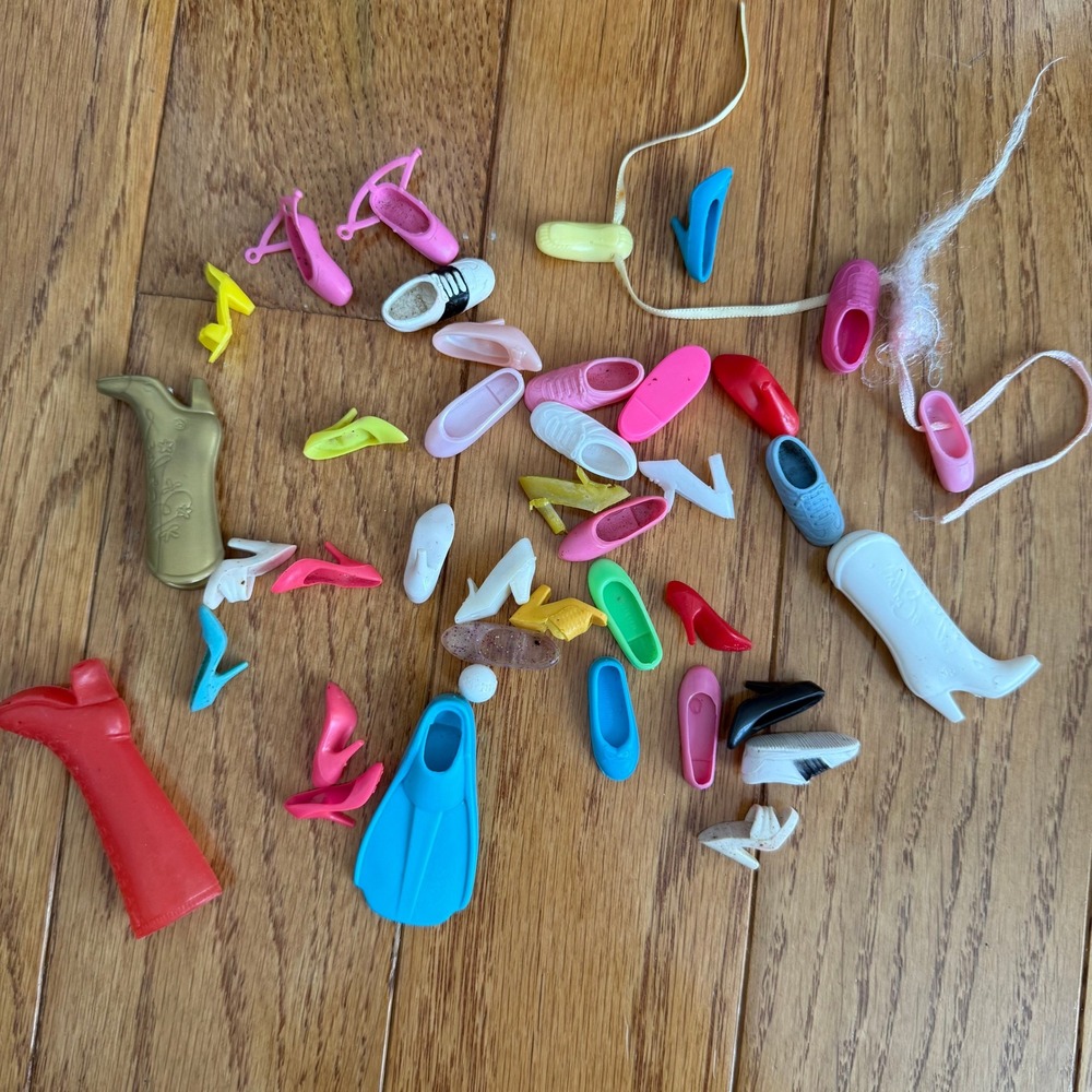 Vintage Doll Shoes Boots Accessories Lot Mixed Colors Styles Pumps Sneakers